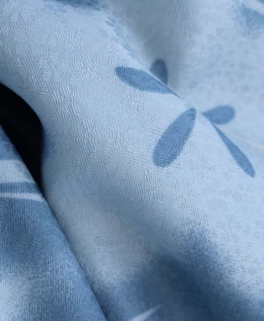 卒業式着物[シンプル古典柄]群青色に梅、楓、流水文様、丸菊と松No.114